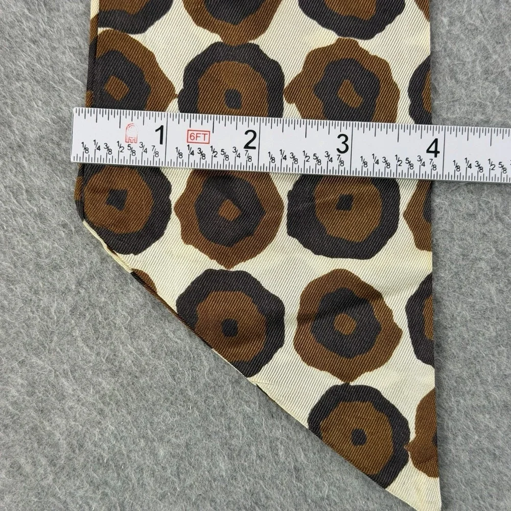 Vintage 70s Skinny Scarf 54x4 Brown Cream Geometric Mod Print Neck Tie Retro